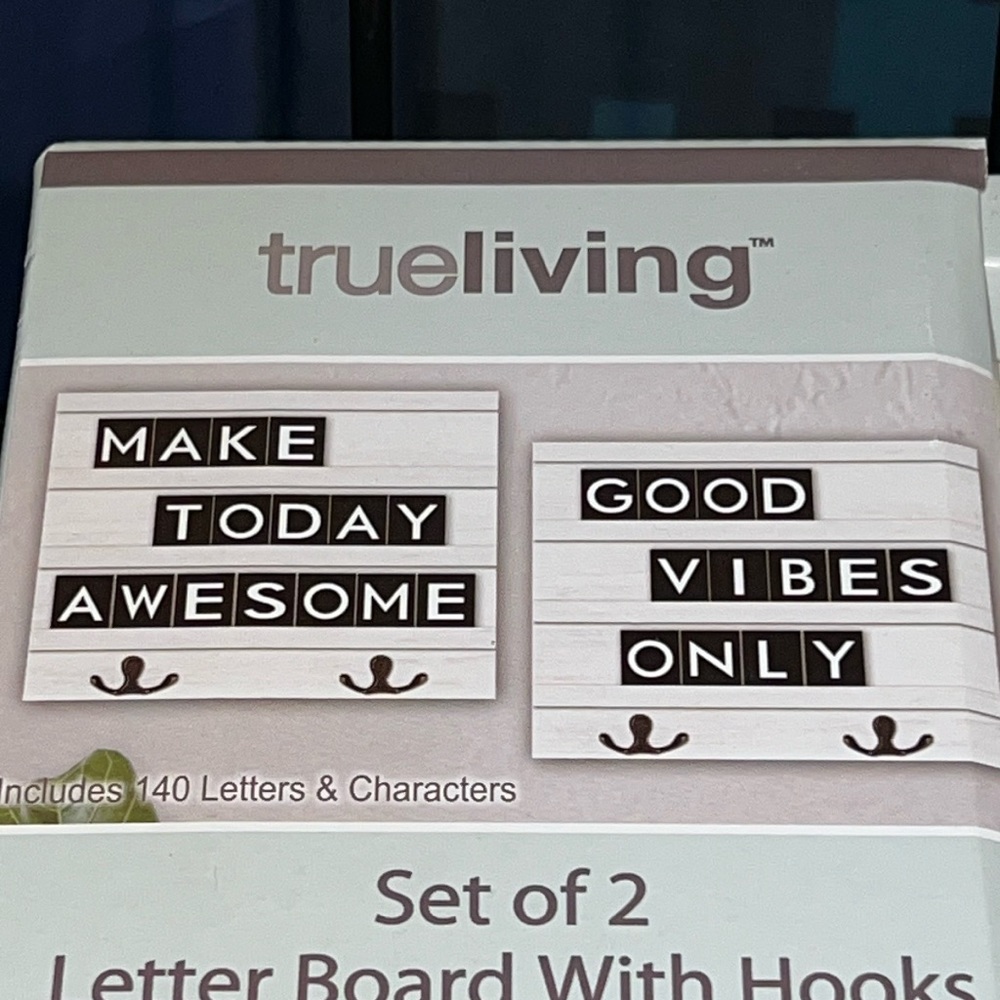 New trueliving Set of 2 Letter Board With Hooks Farmhouse Beach Whitewashed